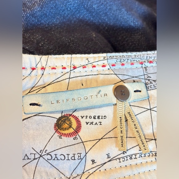 LEIFSDOTTIR Anthro Dark Blue Denim Jeans 12 Gold Button Straight Pencil Skirt 2 - Picture 8 of 8